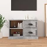 Mhdvray Mobile per TV, grigio cemento, 73 x 35,5 x 47,5 cm, con 2 cassetti e scomparti aperti, design moderno, per soggiorno, camera da letto, corridoio