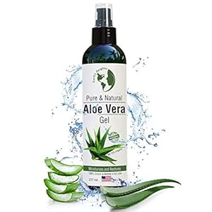 Earth’s Daughter Organic Aloe Vera Gel from 100% Pure and Natural Cold Pressed Aloe – Great for Face – Hair – Acne – Sunburn – Bug Bites – Rashes – Eczema – 8 Oz.
