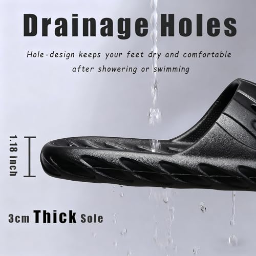 Mens Shower Shoes | Bath Slippers with Holes | Quick Dry Non Slip Indoor Home Bedroom Pool Spa College Dorm Guest3