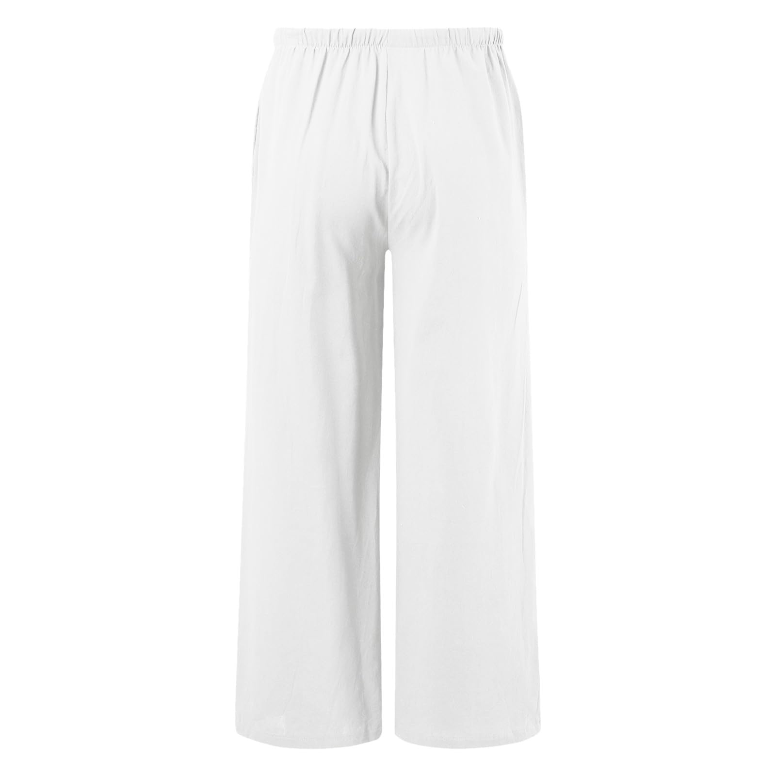 Pantalones de algodón y lino para niñas, palazzo casuales de verano, pierna ancha, cintura elástica