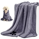Blanlody 2 Unidades Toalla Perro de 75 x 35 Cm Apto para Gatos, Perros y Otros Animales, Microfibras Toalla Perro, Úper Limpio y Suave, Absorbe y Seca Rápidamente,Apto para Lavado A Máquina（Gris,S）