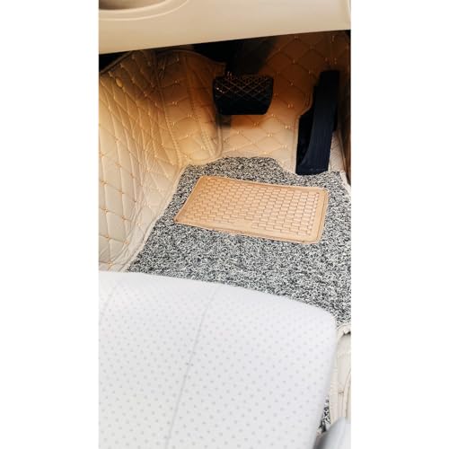 Image of Capdell 7D Car Floor Mats Compatible for Mahindra XUV 700 5 Seater || Luxury Leather Double Car Floor Mat Complete Set || 100% Waterproof and Washable || Color :- Beige