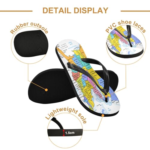 Nander Color World Map Sandal Flip Flops of Men's & Women's,Beach Slippers Flip Flops Shower Shoes2