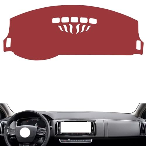 Leather Dash Board Cover mat Compatible with Citroen C6，Anti-Slip,Sun Protection Dashboard Cover-red