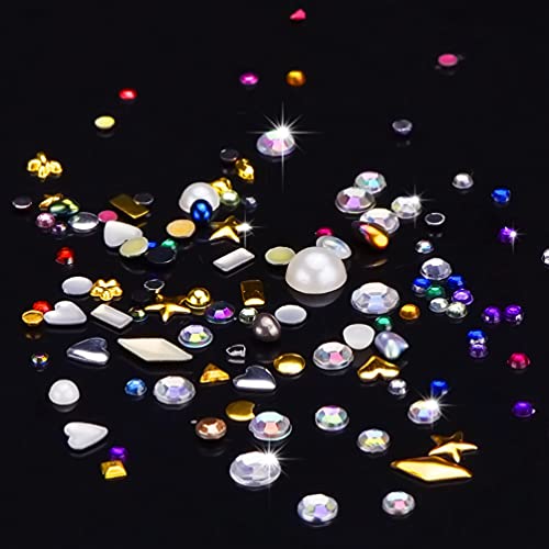 8 Boxes Nagel Kunst Strass, Mix GröÃe Nagel Perlen Glitter Strass Stein,3D Nagel Dekoration mit 1 Stück Wachs Stift Strass Picker und Pinzette,DIY Handwerk Schmuck Kleidung Nail Art Strass – Bild 4
