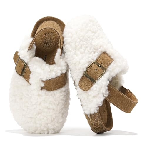 Image of Project Cloud Kids Clogs 100% Genuine Leather with Natural Cork Footbed & Memory Foam Insole Arch Support - Non-Slip Clogs for Kids - Slippers Sandals for Boys & Girls Footwear