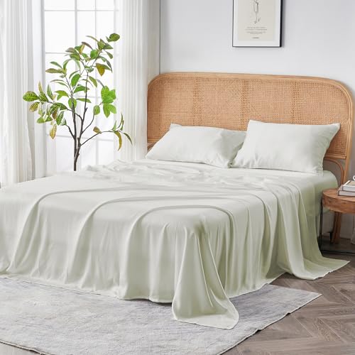 Sijo AiryWeight Tencel Sheet Set, 100% Lyocell Derived from Eucalyptus, Buttery Soft, Architectural Digest 2022 Best Cooling Sheets Winner - 3pc - 2 Pillowcases 1 Fitted (Ivory, Cal King)