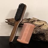 Beard Brush and 14-Tooth Comb, Real Wild Boar Bristle Walnut Wood Beard and Mustache Comb Brush for Men’s Grooming and Care - Image 5