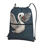 Accessoires d'extérieur : ce sac à dos de sport imprimé cygne blanc utilise un processus d'impression par transfert pleine largeur, offrant un look pratique et élégant adapté aux activités de plein air.
