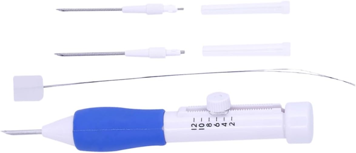 KALLORY 2pcs DIY Embroidery Pen Kit Knit Punch Embroidery Tools Iron Needles Threader Abs Handle Easy to Use for Sewing