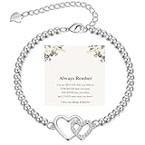 RANKEEF Silver Bracelet For Women Mum Daughter Gifts Mother And Daughter Gifts Sterling Silver Beaded Bracelets With Zircon Thoughtful Card Gift For Mom/Sister/Daughters