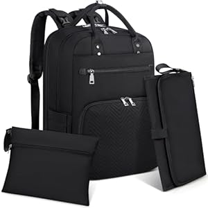 RAINSMORE Mochila Bebe Multifuncional Mochila Carro Bebe Pañaleras para Bebes con Cambiador Portátil y Correas para el Cochecito Grande Mochila Maternidad Negro