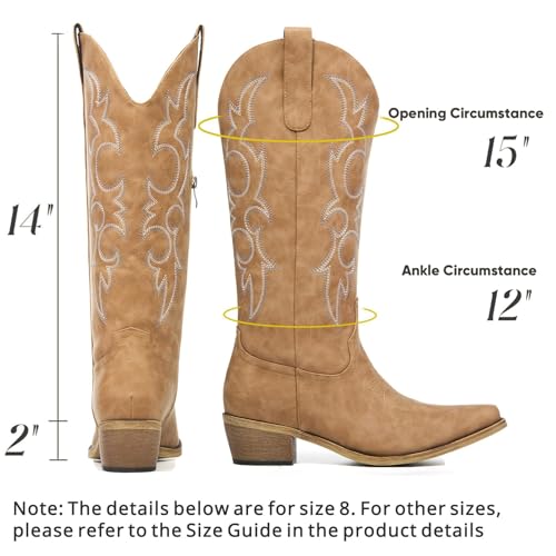 Image of Cowboy Boots for Women, Cowgirl Boots with Embroidered and Chunky Heel, Ideal for Daily Wear and Country Fashion