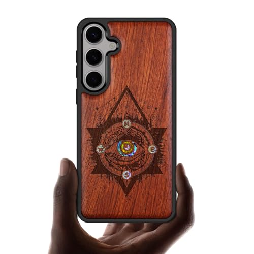 Coque Bois Samsung S25 Plus Carveit Étui Gravé et Incrustation Coquille de Luxe Rosé