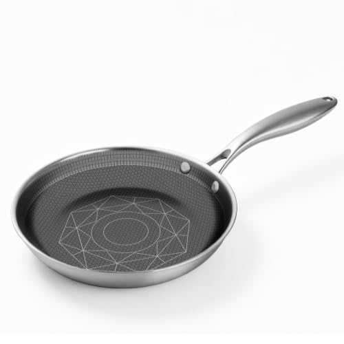 COOKER KING 8-Inch Stainless Steel Pan, Hybrid Nonstick Frying Pan – 3-Ply Clad Cookware, Healthy...