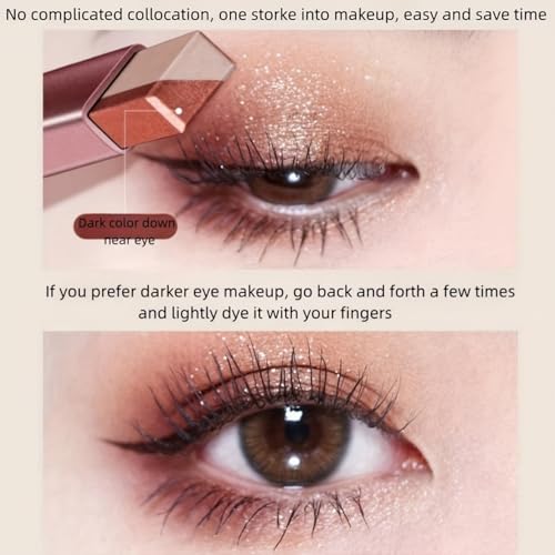 Image of BWOGUE 3Pcs Color Eye Shadow Stick | Twin Eye-shadow Pen| Two-Tone Shimmer Gradient Eyeshadow Stick | Easy to Blend, Non Creasing Eyeshadow | Waterproof Glitter Eye | 24 Hour Stay (Shade No. 1 to 3)