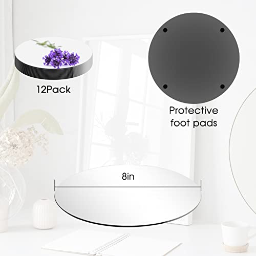 Pakiper 8" Round Mirrors For Centerpieces, Circle Mirrors Centerpieces For Tables 2Mm, Round Mirror Plates,Tables Centerpieces & Wedding Decorations & Christmas Party,12Pack #TOP1