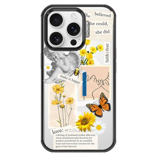 MOSNOVO for iPhone 16 Pro Case for MagSafe, Vintage Collage Art, Black