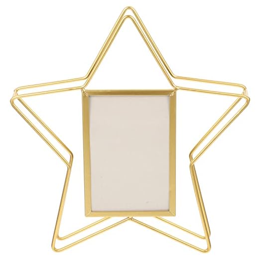 VOSAREA Vertical Photo Frame Star Shape Metal Wire Art Picture Frame Floating Picture Frames Rotatable Picture Display Frame Ideal for Housewarming
