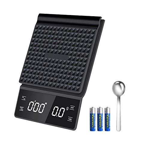 FEESPEC Coffee Scale with Timer Digital Food Scale Weight Grams and Oz for Pour Over Espresso Drip Coffee Baking Cooking 01g01oz Precise Graduation Backlit LED Display