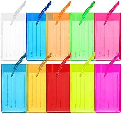 Sodsay 10 Pack Luggage Tags Suitcases Plastic Travel Bag & Baggage ID Label Tags Travel Essentials (01 Mixed Colors)