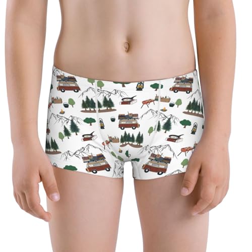 Boys' Cotton Boxer Brief Soft Underwear-Camping Caravan - Main Image