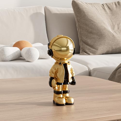 Figura Decorativa Pequeña Astronauta Resina Oro y Negro miniatura 3
