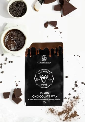 FAITH & PATIENCE 10-Minute Chocolate Hair Removal Wax Powder Full Body, Easy Home Use, Chemical-Free, No Irritation Or Rashes For Men & Women (100G)
