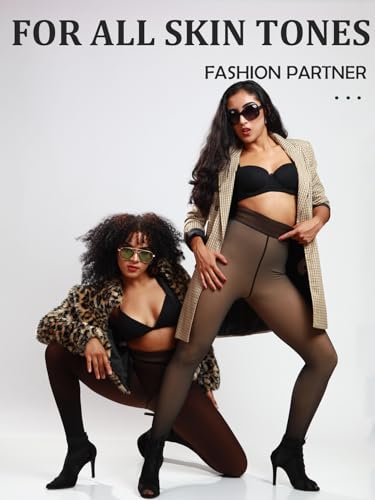 Image of MERYLURE Fleece Lined Tights Women Fake Translucent Winter Warm Thick Pantyhose Thermal Sheer Leggings for All Skin Tone