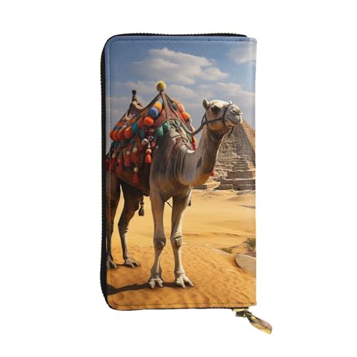 Portefeuille long en cuir camel pyramide, l'excellence du grand format