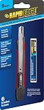 Rapid Edge All-Purpose 9mm Serrated Snap-Off Utility Knife with Acetone-Resistant Handle (Includes 5