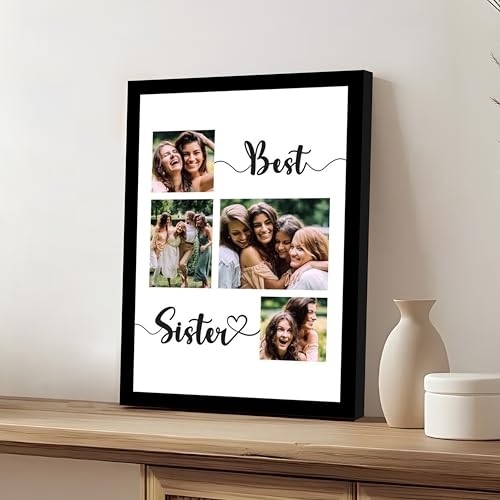 Image of Art Street Customized Best Sister with 4 Photo Collage print for Sister, Brother Gifts Photo Frame With Photo Upload, Birthday, Gift for Husband, Couple, Brother, Sister, Rakhi (A4)