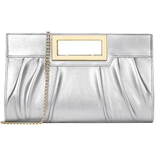 Image of KKXIU Women Clutch Purse Elegant Pleated Evening Bag for Wedding Prom Bridal with Chain Strap