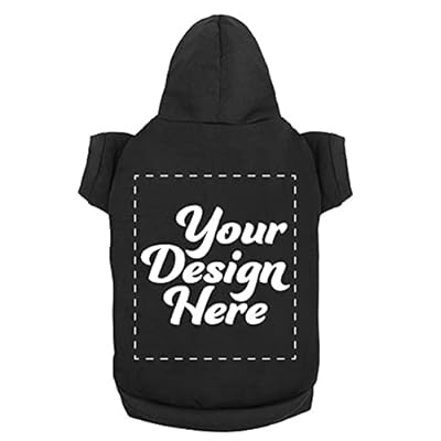 Personalized Dog Hooded Sweatshirt Custom Pet Pullover Hoodie Text/Image Small/Medium/Large Dogs,Puppy,Cat and Kitten Black