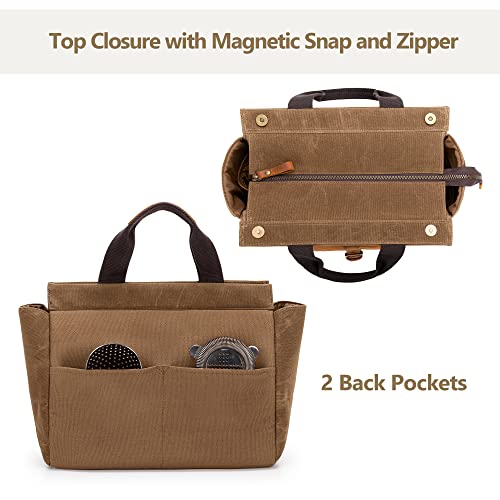 LoDrid Tote Bartender Bag, Genuine Leather Waxed Canvas Portable Carrying Cocktail Shaker Kit Bag with Handle for Travel Home Indoor Outdoor Party (Bag Only)(Patent Design)2