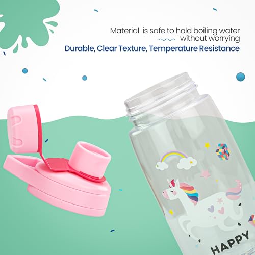Image of BAYBEE Joy Baby Sipper Water Bottle for Kids | Spill-Proof & BPA Free Safe Sippy Water Bottle 480ml for Kids 6+ Months | Drinking Training Sipper Bottle for School Kids & Toddlers, Boys Girls (Pink)