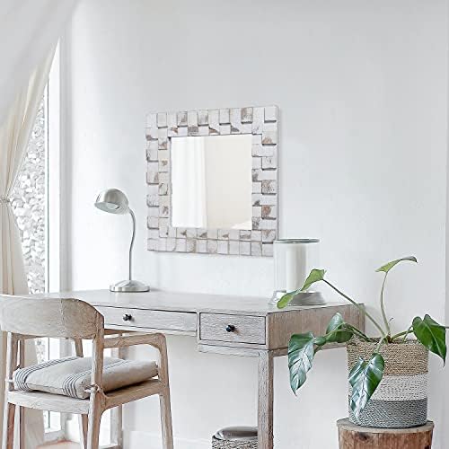 AOAOPQ Wall Mirror for Bathroom Modern Vertical or Horizontal Hanging Vanity Mirror for Bedroom, Living Room and Entryway 43.5 cm White