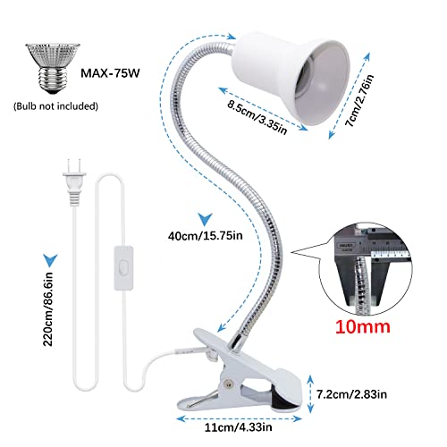 Flexible Clip Lamp Holder, Clip Desk Lamp Holder,Iron, Clamp Lamp Fixture With 40Cm Swing Arm, Clamp Clip On Light For Reading Bed Headboard Computer Home Office #TOP1