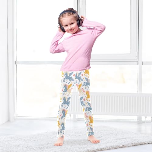 senya Girls Printed Leggings Yoga Pants Unicorns and Birds Pattern for Kids in 4t to 10 Years, 4T4
