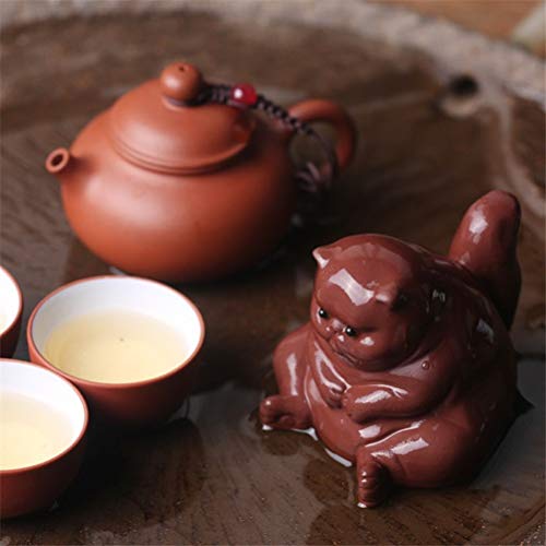 SCE Purple Clay Angry Cat Tea Pet