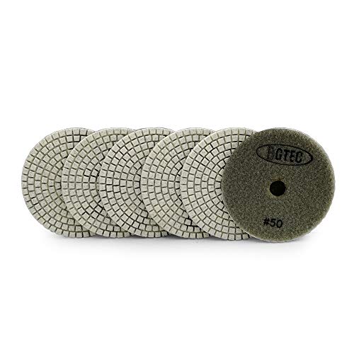 BGTEC Tampons de Polissage Humides Diamantés 100 mm pour Marbre Granit 6 pièces # 50 Cover