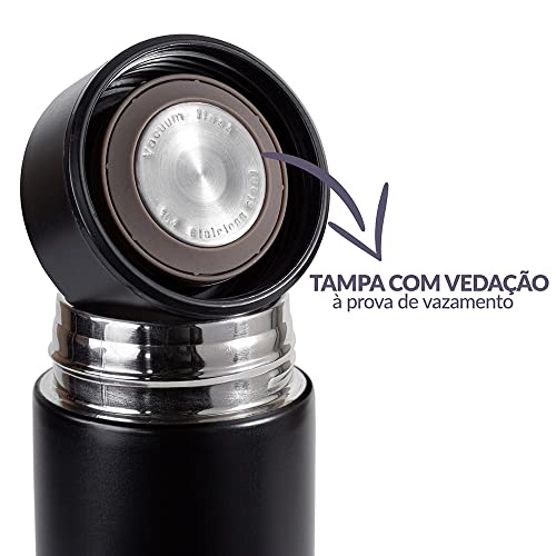 SQUEEZE TÉRMICO INOX PRETO 500ML - TERMOPRO