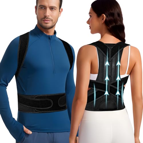 LAFUYSO Posture Corrector for Men & Women - Back Brace for Posture Support, Spine Alignment, and Pain Relief - Adjustable & Breathable Design for Neck, Shoulder, and Back Comfort
