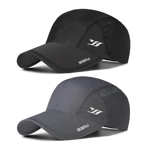 AYPOW 2-Pcs Gorra de Béisbol de Secado Rápido Transpirable, Hombres Mujeres Moda Ligera Plegable Sombreros de Sol para Deportes Al Aire Libre, Ajustable Gorro de Béisbol para Correr Senderismo, Unisex