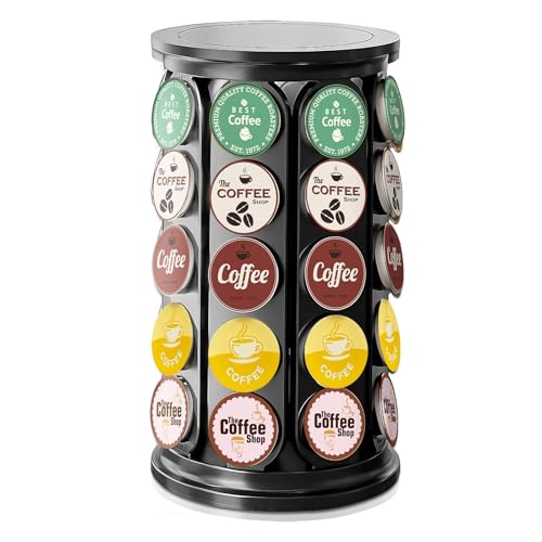 Comparison: Best K Cup Holder Vertical 10 TOMSHUB K Cup Holder, Coffee Pod Storage Carousel Holder Organizer Compatible with 40 Keurig K-Cup Pods, Home or Office Kitchen Counter Organizer(Black)