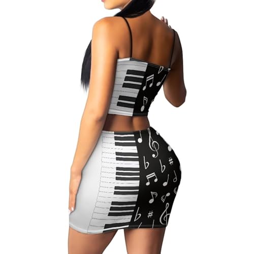 Image of Biyejit Women's 2 Piece Summer Outfits Spaghetti Strap Crop Tops and Bodycon Mini Skirt Dress Set Plus Size S-4XL