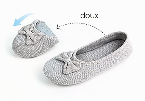 iEasey Ballerines Femme Semelle Rigide Chaussons Confortable Pantoufles fermées, en coton, pour l'été et l'hiver (39/40, Gris, 39) – vue 7