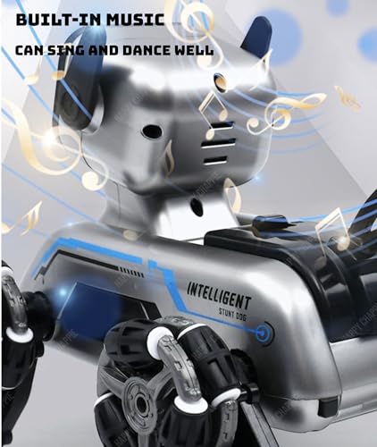 Image of Smart RC Robot Dog Car 8WD - 2.4GHz Remote & Gesture Sensor Control, 360 Stunt Car with LED Lights & Music, Rechargeable Robot Toy for Kids (Boys & Girls, 6+ Years)