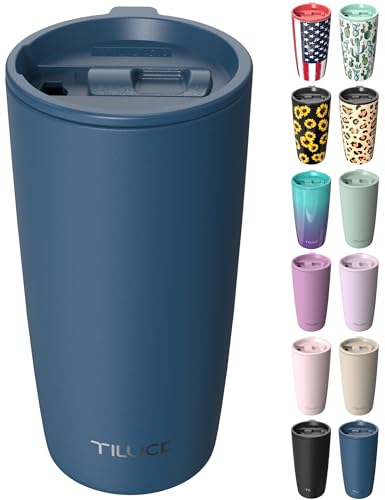 TILUCK 20 oz Insulated Tumbler with BPA-Free Lid, Stainless Steel Vacuum Travel Coffee Mug, Double Wall Coffee Tumbler（20oz，Matte DarkBlue）
