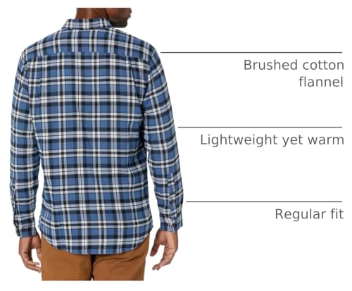Image of Amazon Essentials Men's Regular Fit Long-Sleeve Flannel Shirt, Soft Brushed Cotton, Lightweight yet Warm
